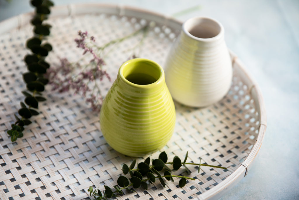 ceramiczne matero w kolorach zielony i biały