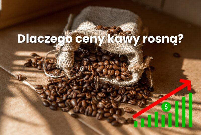rozsypane ziarna kawy z worka z kawą, dlaczego kawa drozeje