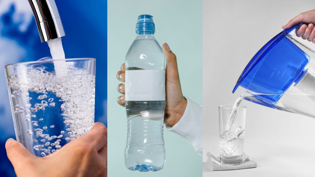 woda z kranu, woda w butelce, woda filtrowana